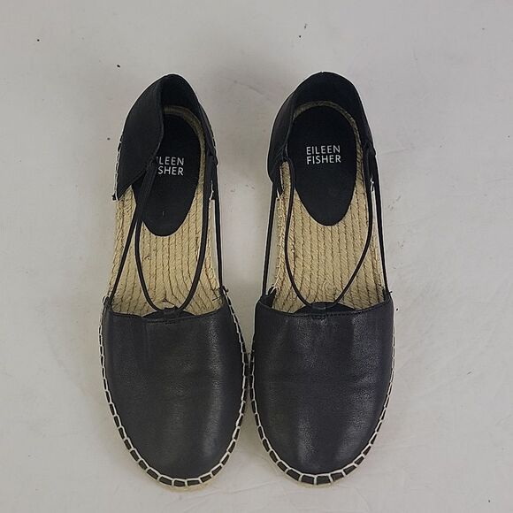 Eileen Fisher Lee Espadrille Black Flat Women's Shoes. - Picture 5 of 13